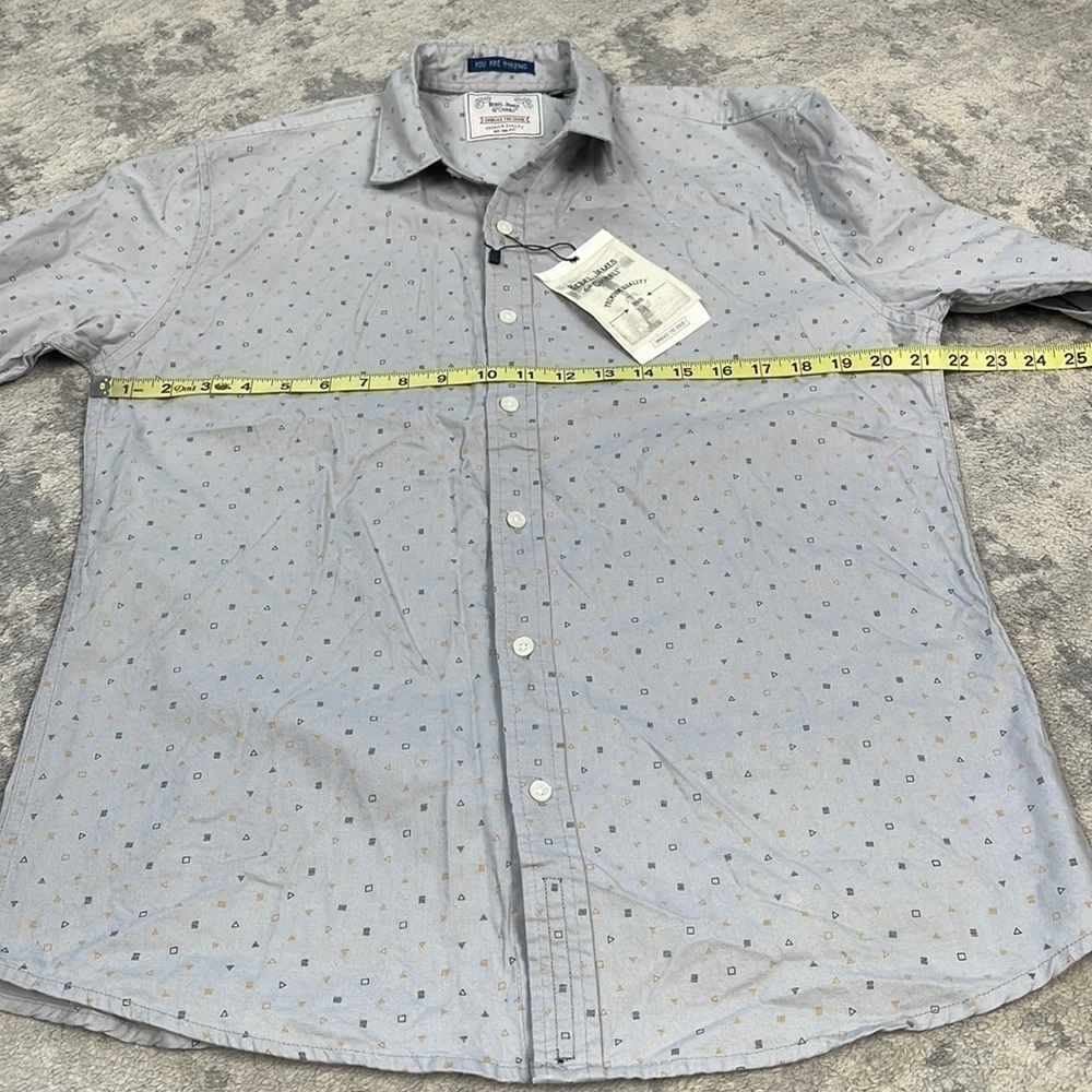 NWT Rebel James & Charli Long Sleeve Mini Geo Shirt Grey Gray Button Front Sz L - Picture 4 of 11